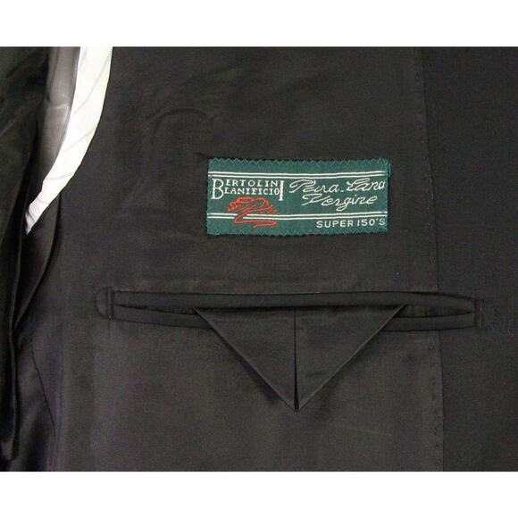 Naldini Solid Black Super 150's Wool 3-Btn Blazer Jacket Hand Tailored 42R - Picture 8 of 13